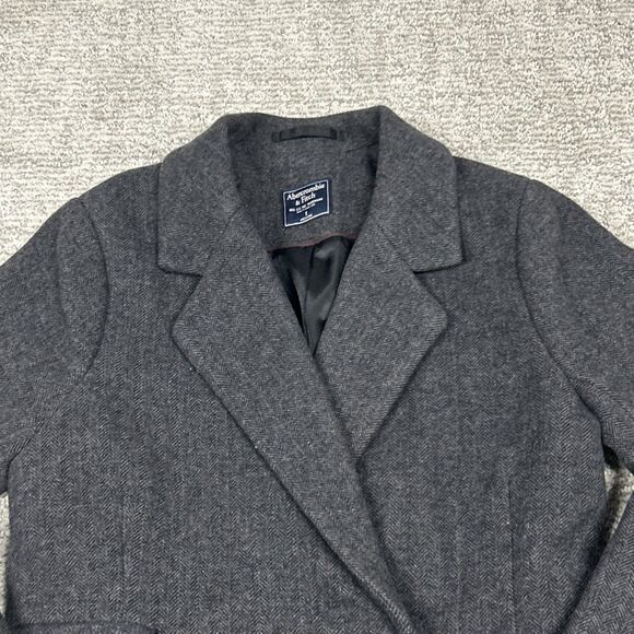 Abercrombie & Fitch Pea Coat Womens Small Wool Blend Herringbone Double Breasted - Picture 2 of 11